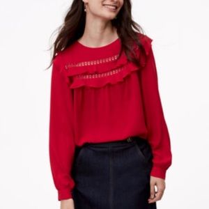 Loft Red Cutout blouse